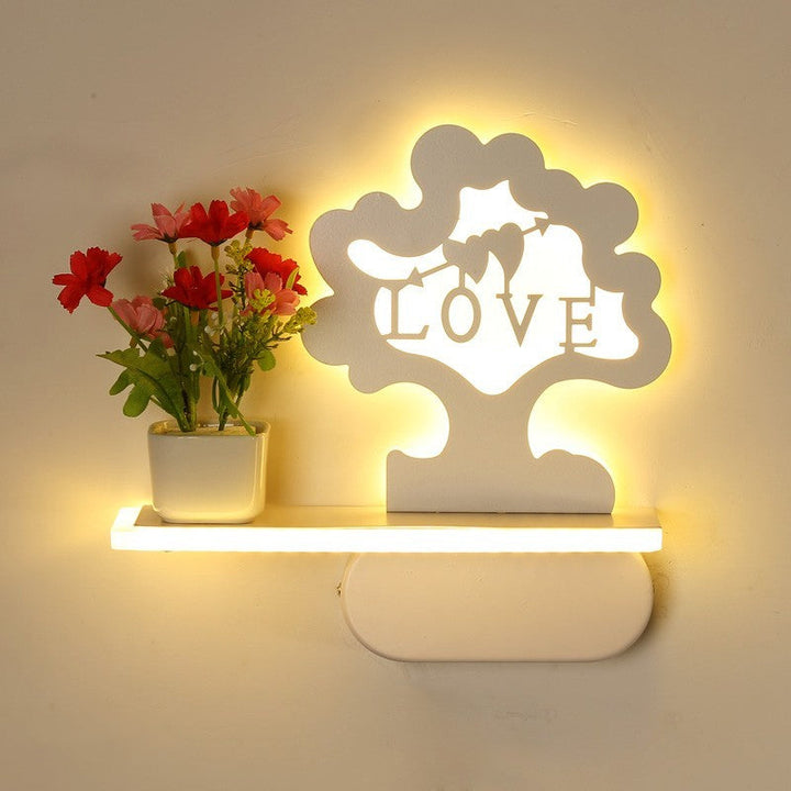 Skørter | Modern beautiful tree wall lamp with shelf acrylic wall light in white for child's room