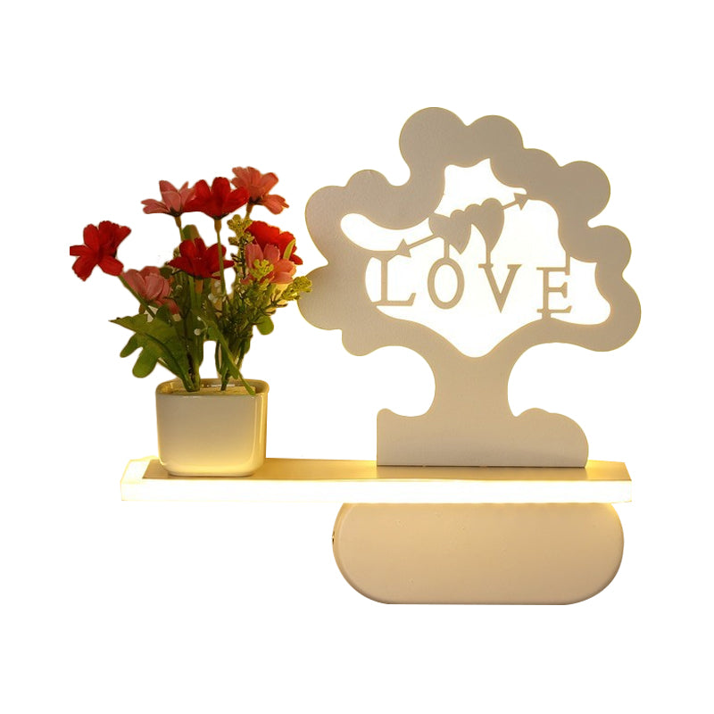 Skørter | Modern beautiful tree wall lamp with shelf acrylic wall light in white for child's room