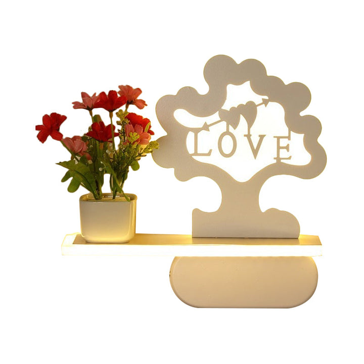 Skørter | Modern beautiful tree wall lamp with shelf acrylic wall light in white for child's room