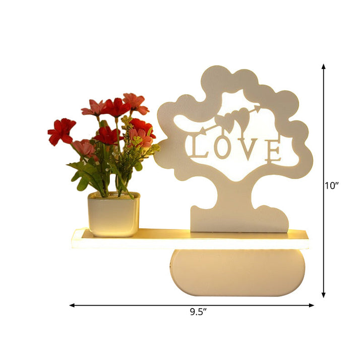Skørter | Modern beautiful tree wall lamp with shelf acrylic wall light in white for child's room