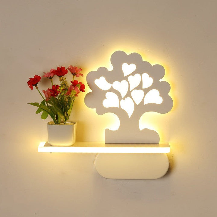 Skørter | Modern beautiful tree wall lamp with shelf acrylic wall light in white for child's room