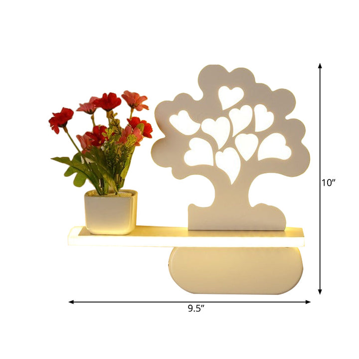 Skørter | Modern beautiful tree wall lamp with shelf acrylic wall light in white for child's room