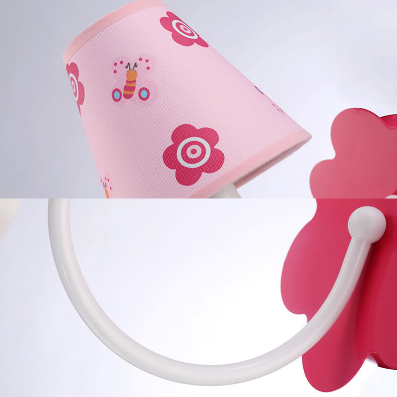 Skørter | Beautiful Butterfly Wall Lamp 1 Light Metal Wall Lighting with Fabric Shade in Pink for the Girl's Room