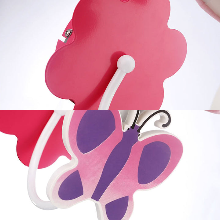 Skørter | Beautiful Butterfly Wall Lamp 1 Light Metal Wall Lighting with Fabric Shade in Pink for the Girl's Room