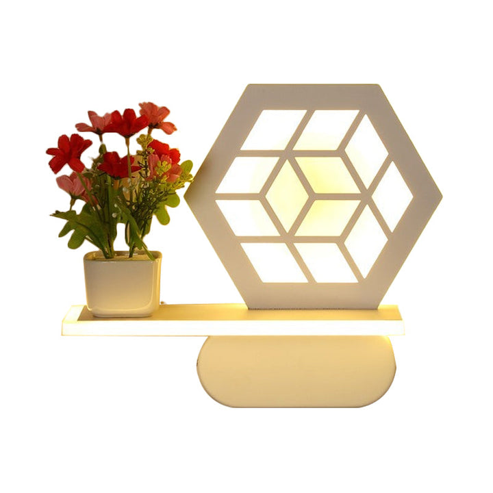 Skørter | Modern white wall lamp with shelf Acrylic wall light for office learning room