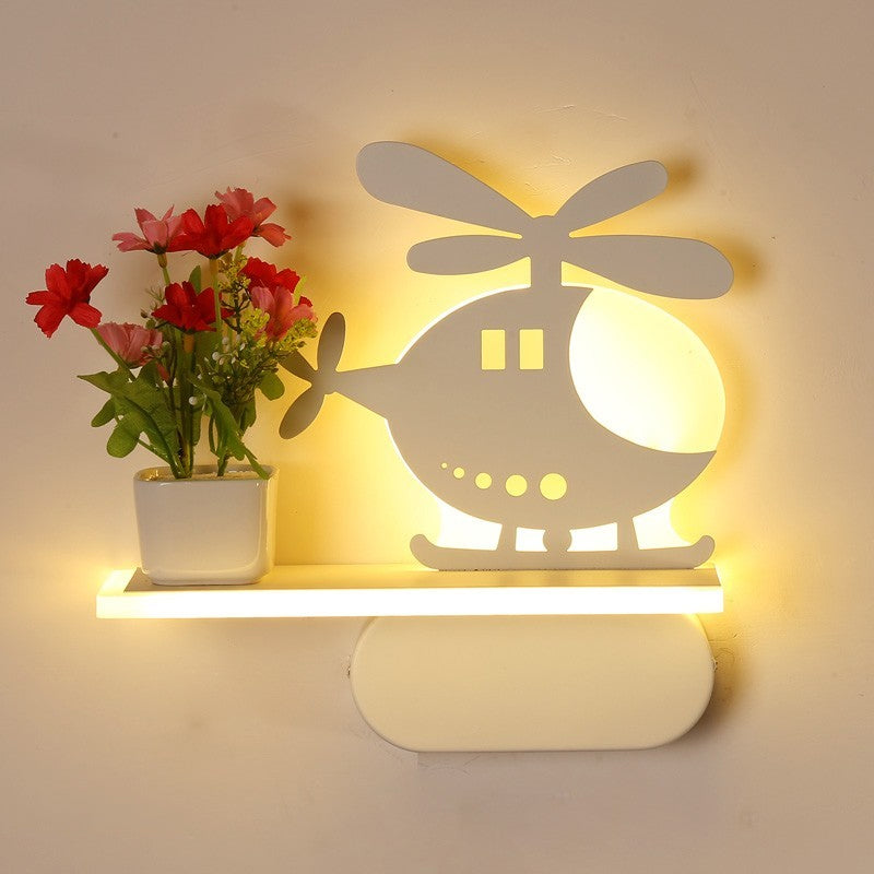 Skørter | Modern white wall lamp with shelf Acrylic wall light for office learning room
