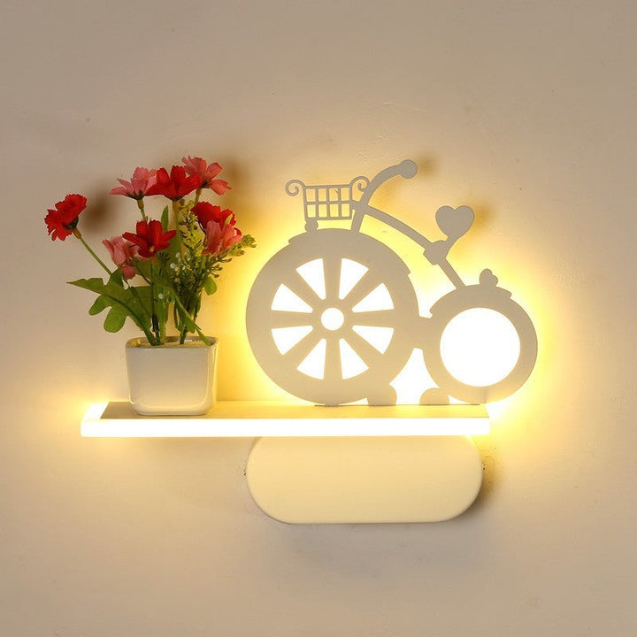 Skørter | Modern white wall lamp with shelf Acrylic wall light for office learning room