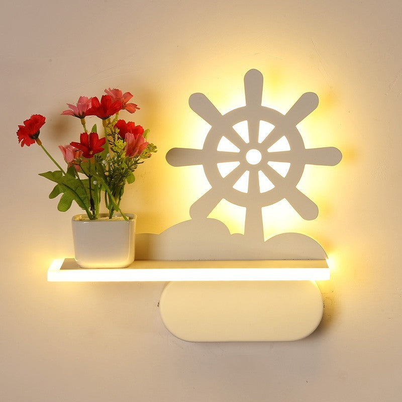 Skørter | Modern white wall lamp with shelf Acrylic wall light for office learning room