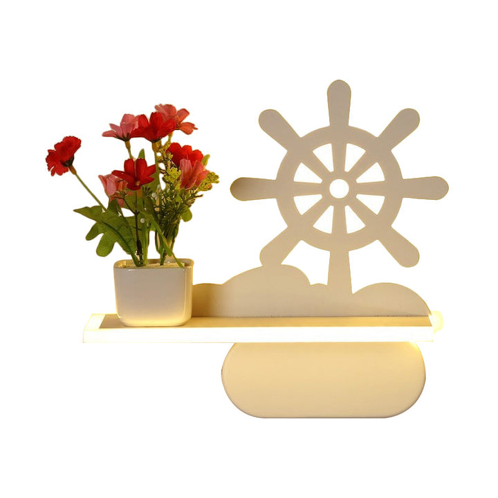 Skørter | Modern white wall lamp with shelf Acrylic wall light for office learning room