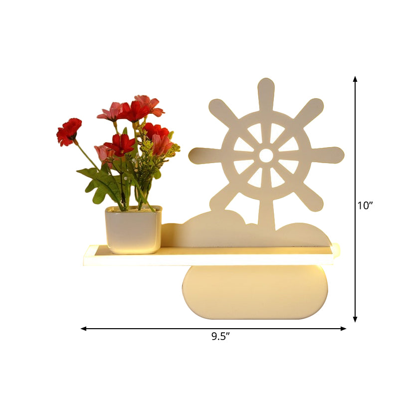 Skørter | Modern white wall lamp with shelf Acrylic wall light for office learning room