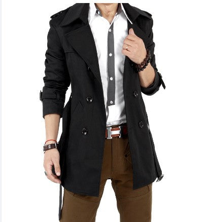 Men's Trendy Trench Coat with Double Button Placket and Practical Pockets Lisslune