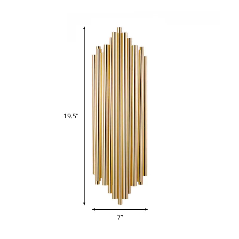 Lisslune | Gold Finish Slim Tube Wall Light Post Modern 4 Bulbs Metal Wall Lamp Light