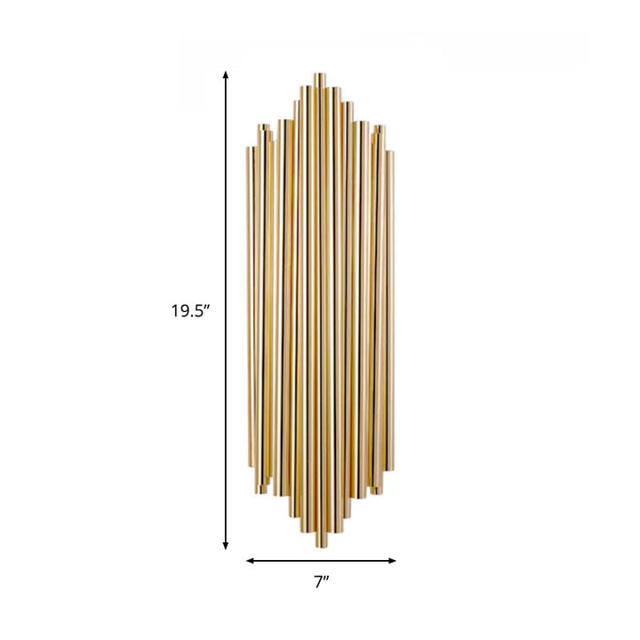 Lisslune | Gold Finish Slim Tube Wall Light Post Modern 4 Bulbs Metal Wall Lamp Light