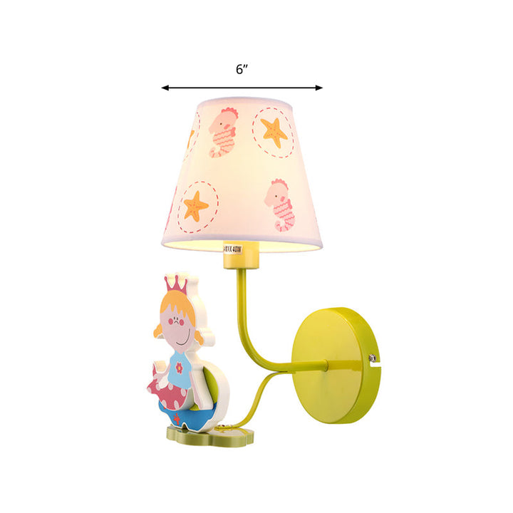 Skørter | Wooden Princess Wall Lamp with Seahorse Girls Bedroom 1 Main Cartoons Wall Lamp