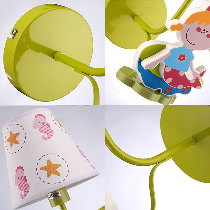 Skørter | Wooden Princess Wall Lamp with Seahorse Girls Bedroom 1 Main Cartoons Wall Lamp
