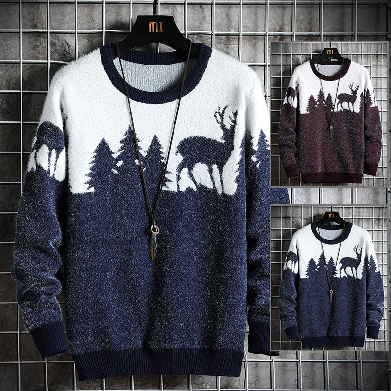Men's Cozy Winter Sweater with Animal Motifs Lisslune