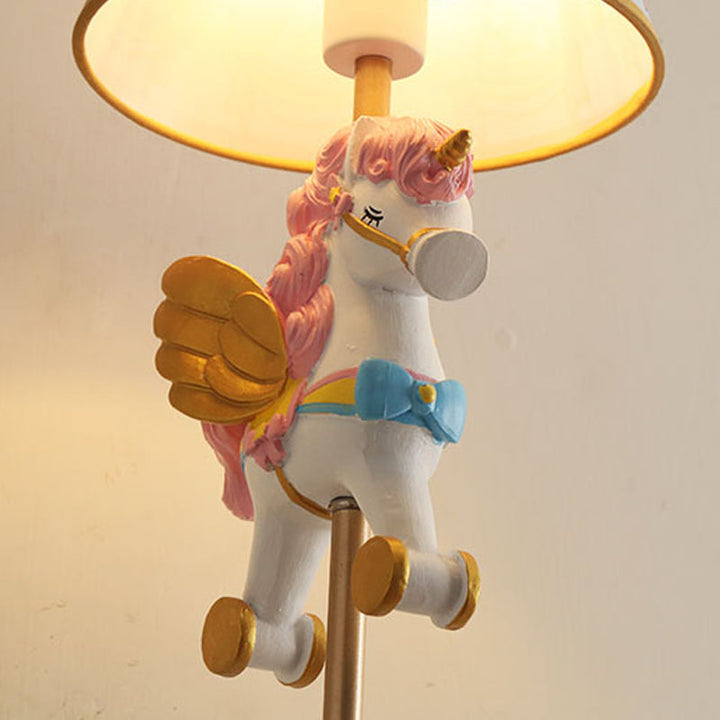 Skørter | Cartoon Cone Wall Lamp Fixture with Unicorn Decoration 1 Head Resin Wall Light in Yellow and Blue/Yellow and Pink/Yellow and Red/Yellow and White for Girls' Bedroom
