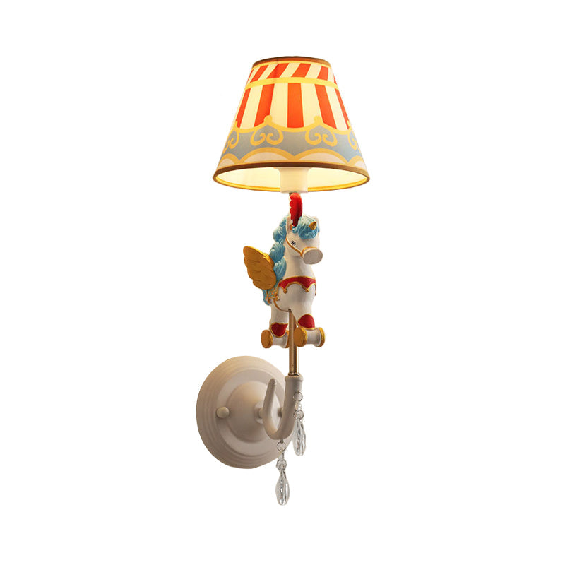Skørter | Cartoon Cone Wall Lamp Fixture with Unicorn Decoration 1 Head Resin Wall Light in Yellow and Blue/Yellow and Pink/Yellow and Red/Yellow and White for Girls' Bedroom