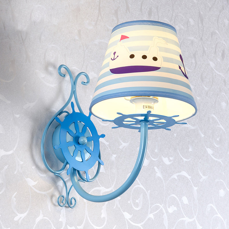 Skørter | Ocean Style Ship Wall Lamp with Paddle 1 Bulb Blue Wall Light for Children's Room