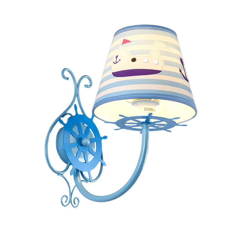 Skørter | Ocean Style Ship Wall Lamp with Paddle 1 Bulb Blue Wall Light for Children's Room
