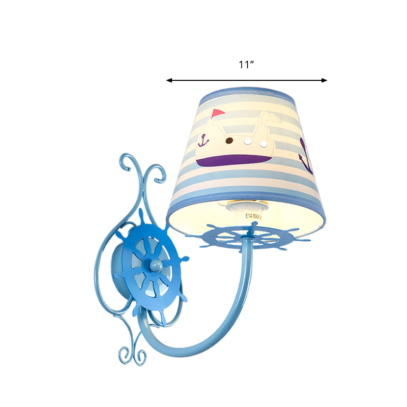Skørter | Ocean Style Ship Wall Lamp with Paddle 1 Bulb Blue Wall Light for Children's Room