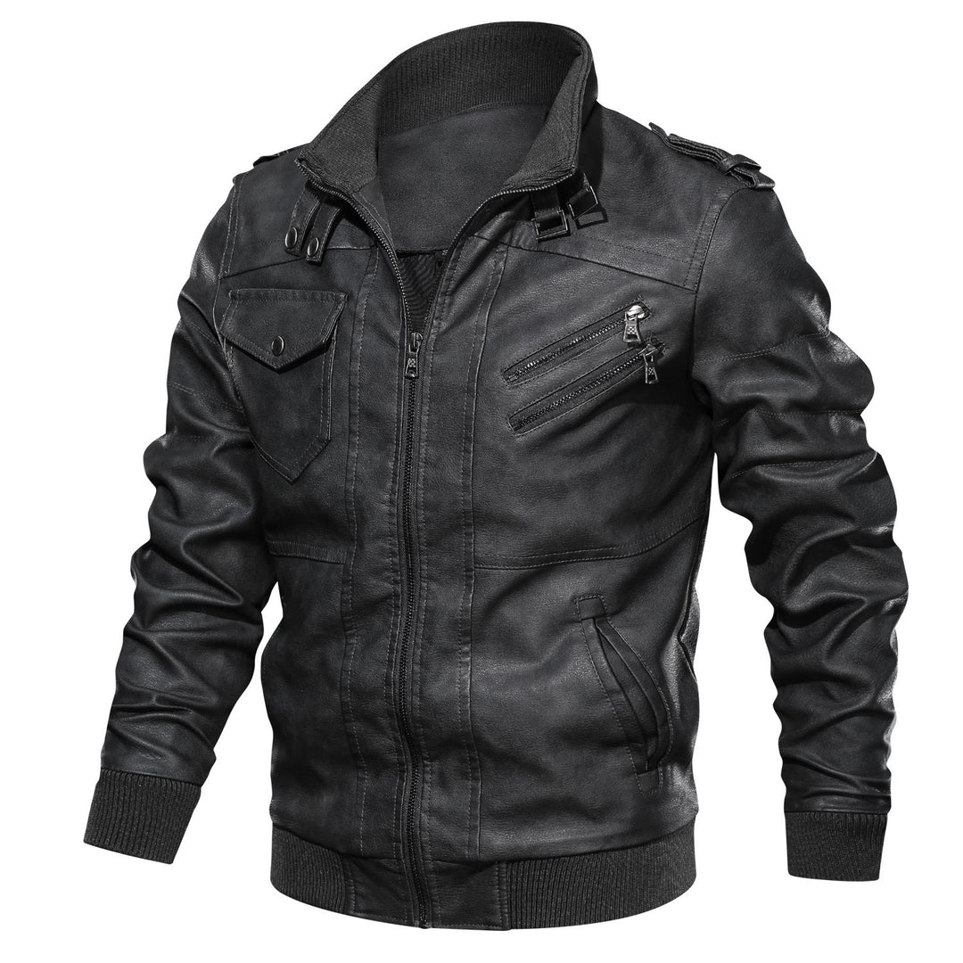 Men's Casual Biker Jacket with Functional Zip Pockets Lisslune