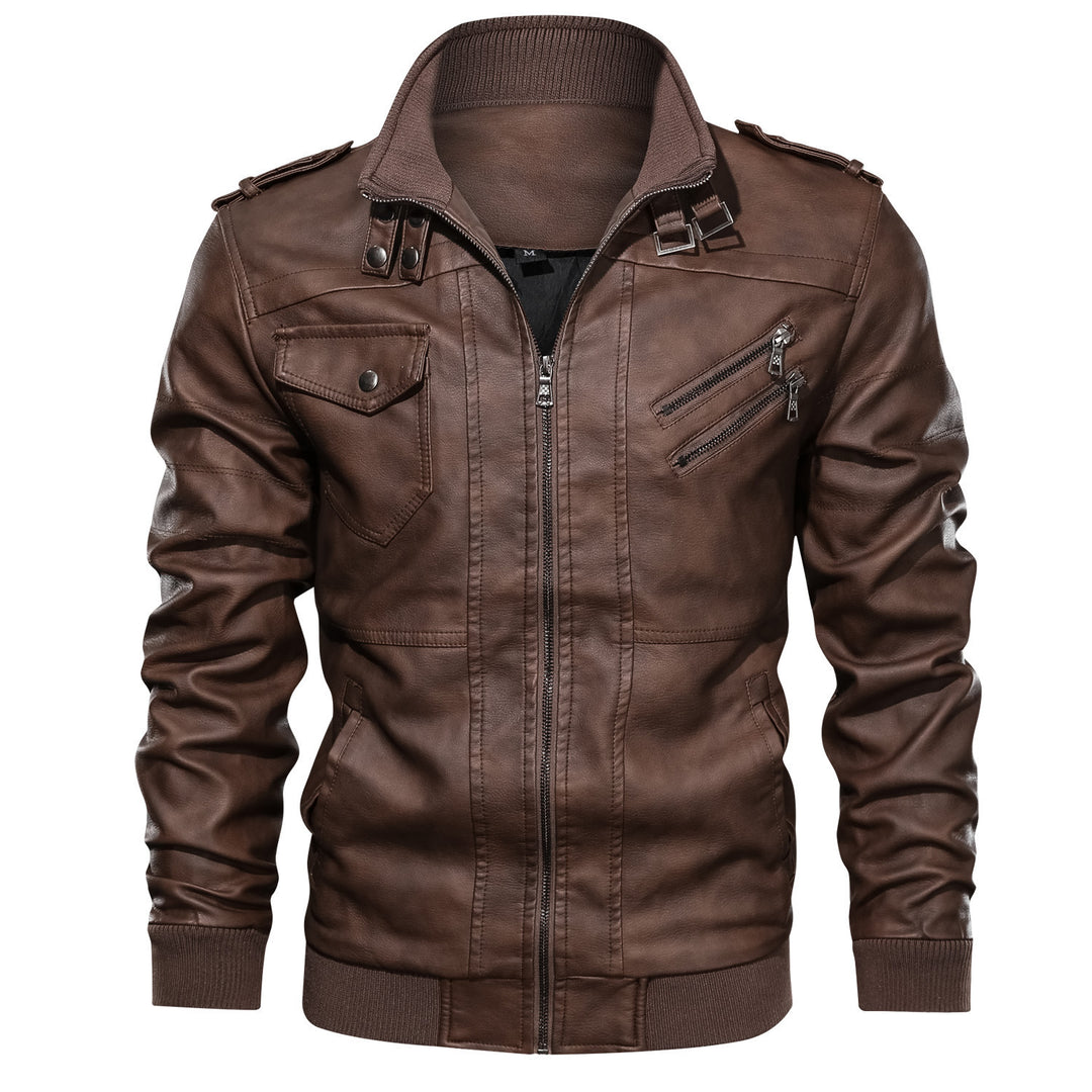 Men's Casual Biker Jacket with Functional Zip Pockets Lisslune