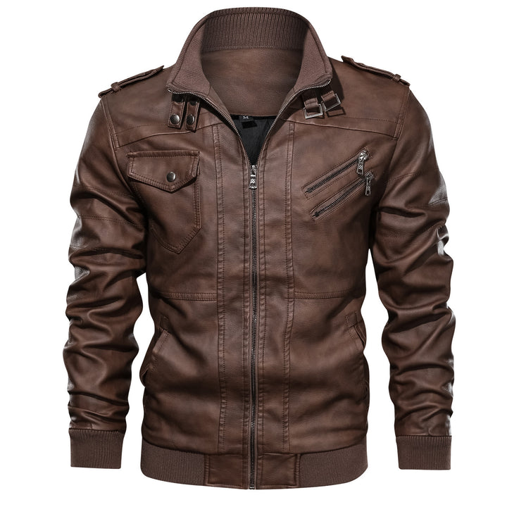 Men's Casual Biker Jacket with Functional Zip Pockets Lisslune