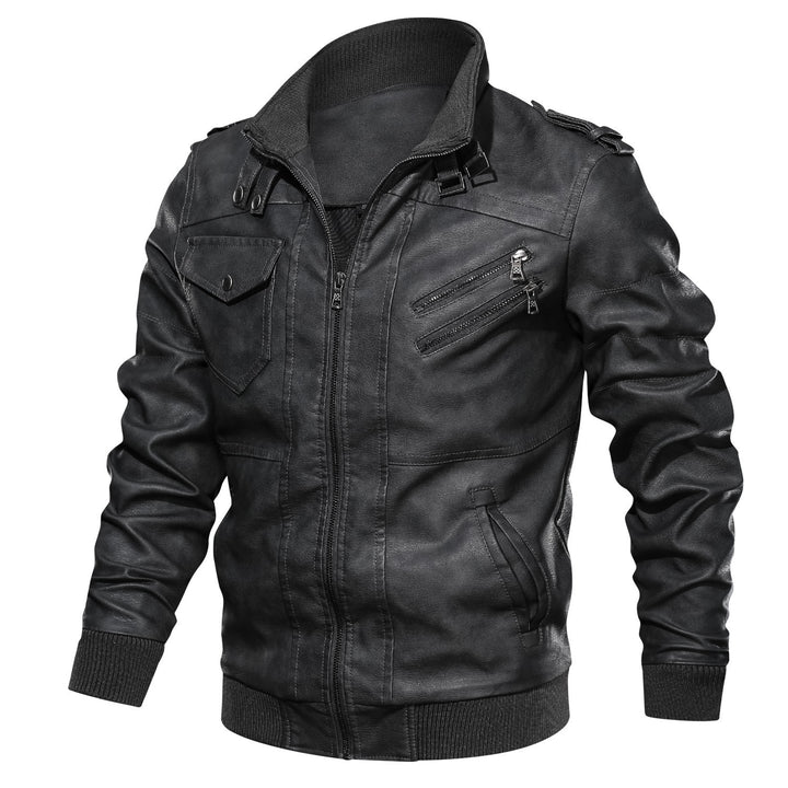Men's Casual Biker Jacket with Functional Zip Pockets Lisslune
