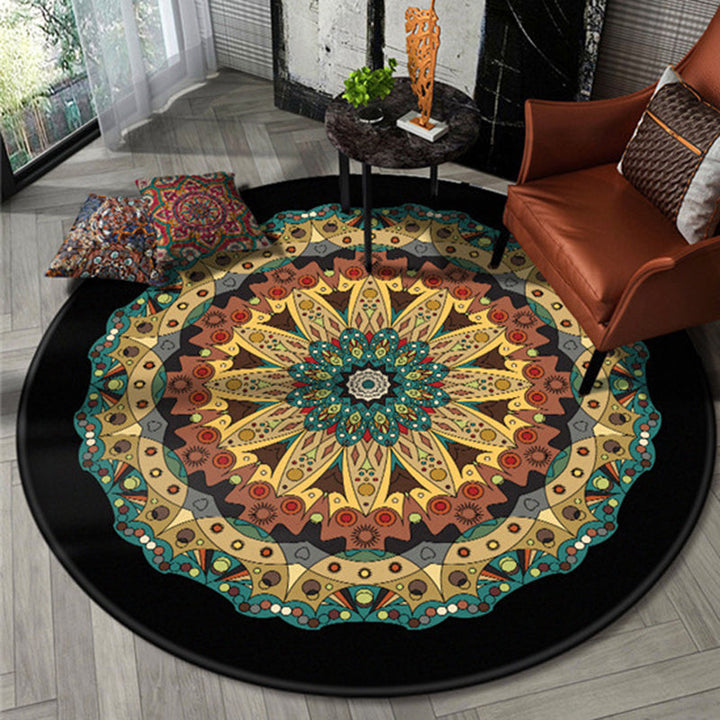 Lisslune | Black Southwest Carpet Polyester Tribal Rug Washable Rug for Bedroom