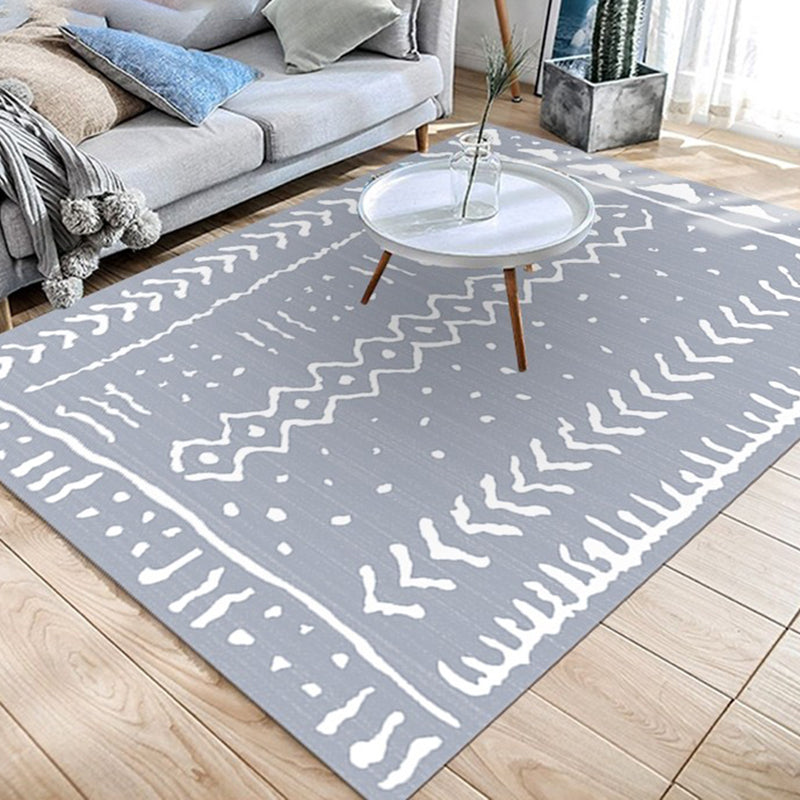 Lisslune | Southwest Area Rug Simple Geometric Chevron Line Washable Rug for Bedroom Woven Non-Slip Rug