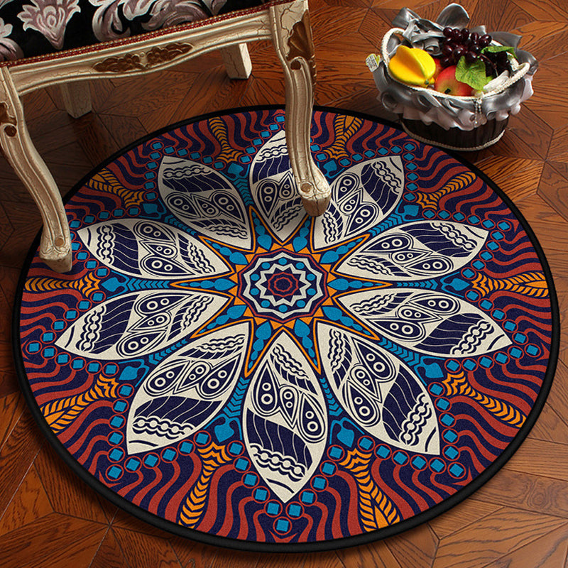 Lisslune | Red and blue Southwestern carpet Polyester Americana rug washable area rug for living room