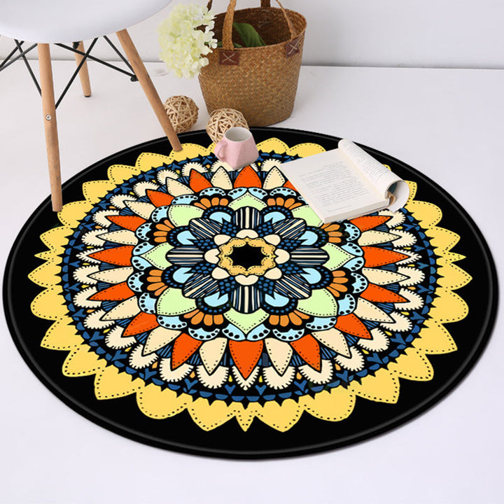 Lisslune | Yellow and black Americana rug Polyester Southwestern rug non-slip backing rug for bedroom