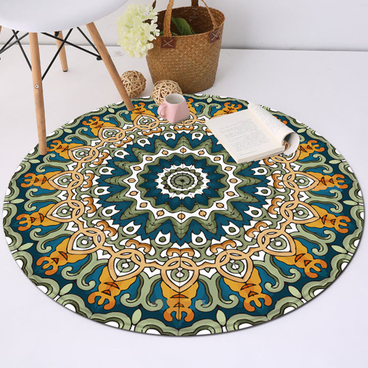 Lisslune | Classic Southwest Carpet Blue and Green Americana Carpet Polyester Non-Slip Back Carpet for Living Room