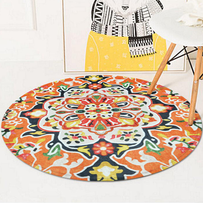 Lisslune | Classic Southwestern Rug Orange Americana Rug Polyester Non-Slip Back Rug for Living Room