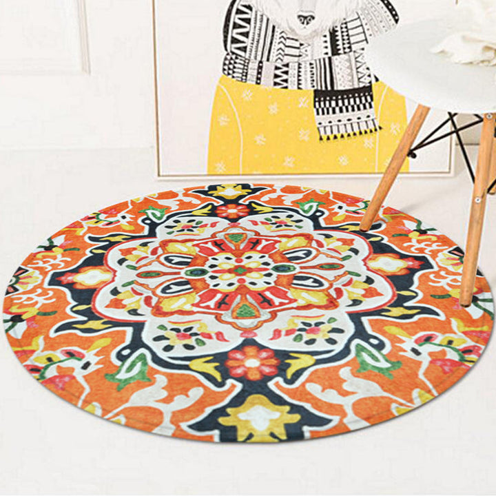 Lisslune | Classic Southwestern Rug Orange Americana Rug Polyester Non-Slip Back Rug for Living Room