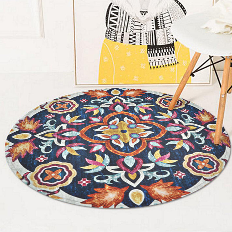 Lisslune | Blue Bedroom Rug Americana Southwestern Rug Polyester Non-Slip Back Rug