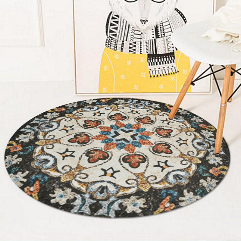 Lisslune | Vintage Southwest Carpet White and Black Tribal Carpet Polyester Non-Slip Backing Area Rug for Bedroom