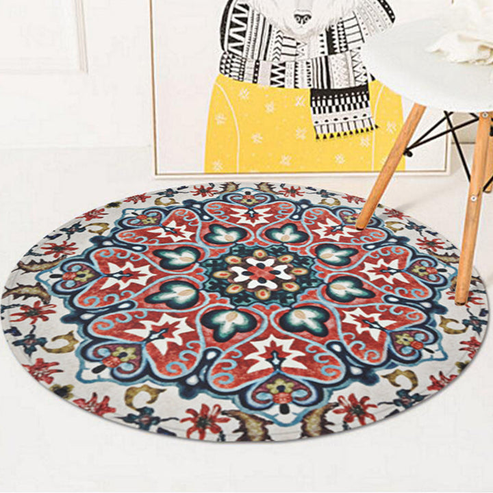 Lisslune | Red Americana Carpet Polyester Southwestern Carpet Non-slip Back Carpet for Bedroom
