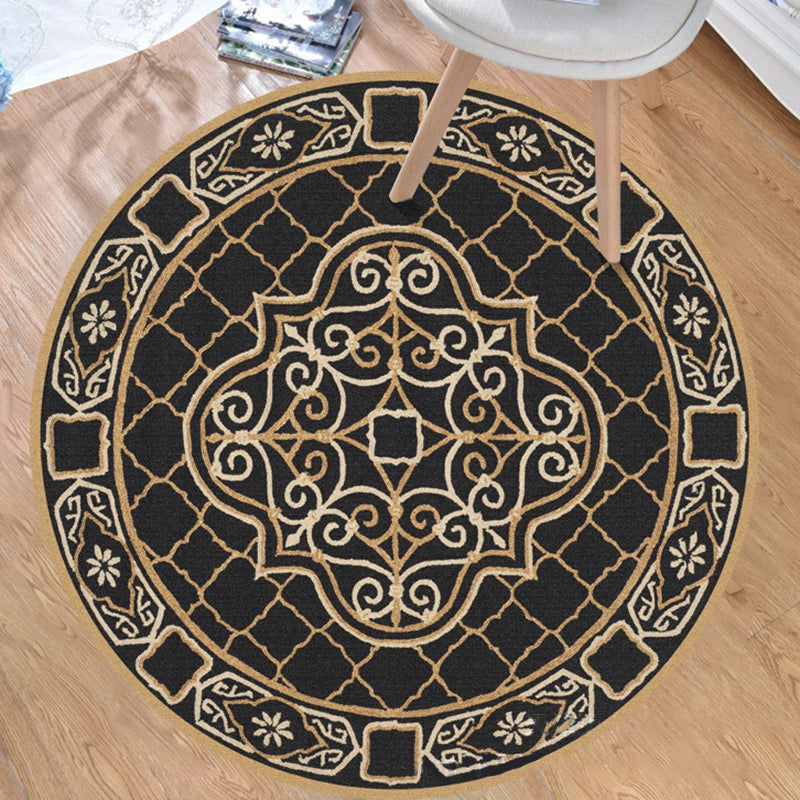 Lisslune | Tribal Southwestern Rug Black and Yellow Polyester Rug Non-Slip Back Washable Rug for the Bedroom
