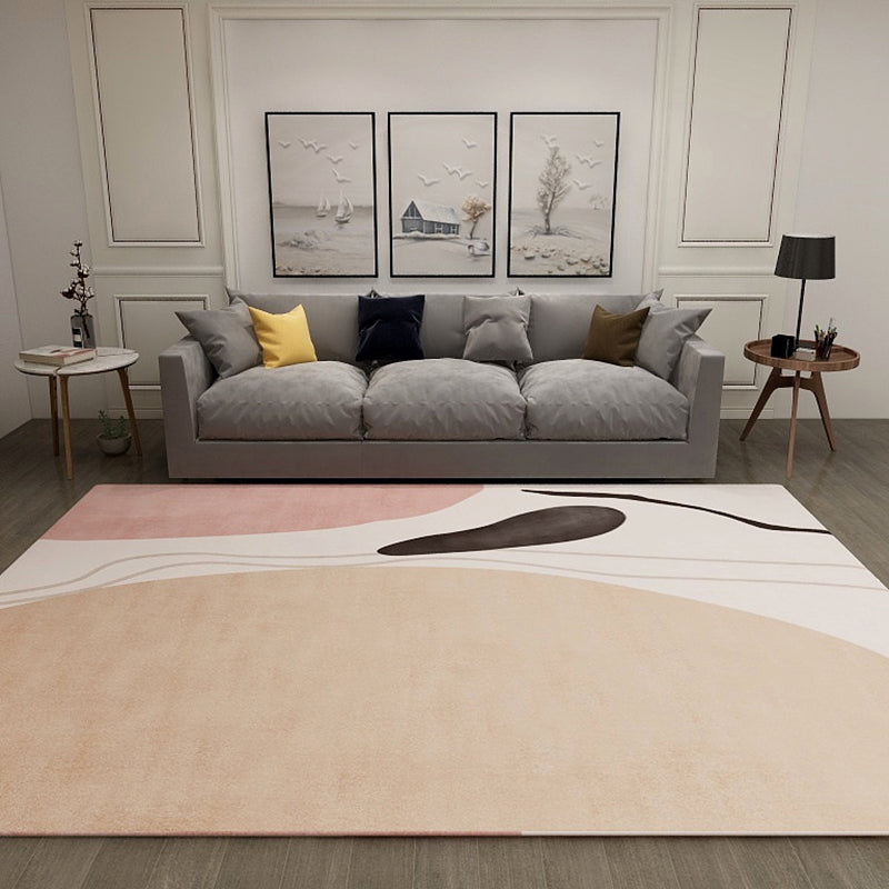 Lisslune | Scandinavian New Arrivals Rug in Ivory Color Block Stripes Print Rug Polyester Washable Rug for the Living Room