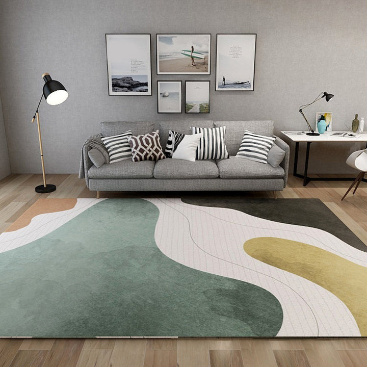 Lisslune | Novelty Living Room Carpet Multicolor Color Stripes Print Rug Polyester Washable Area Rug