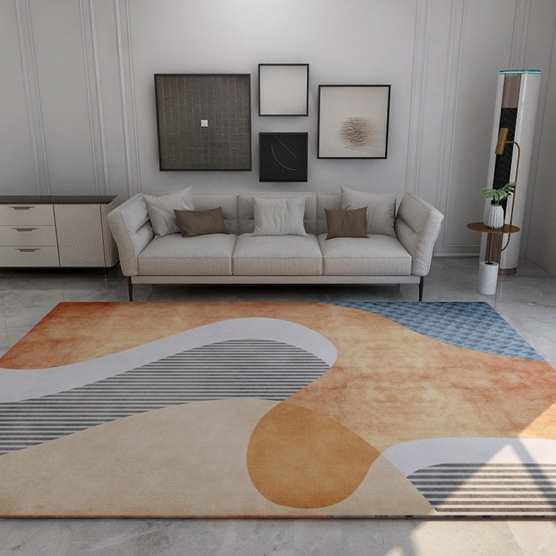 Lisslune | Novelty Living Room Carpet Multicolor Color Stripes Print Rug Polyester Washable Area Rug