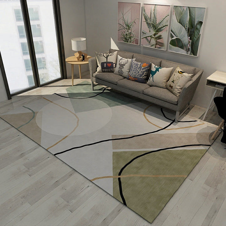 Lisslune | Colorful Novelty Carpet Polyester Color Block Lines Pattern Carpet Washable Area Rug for Bedroom