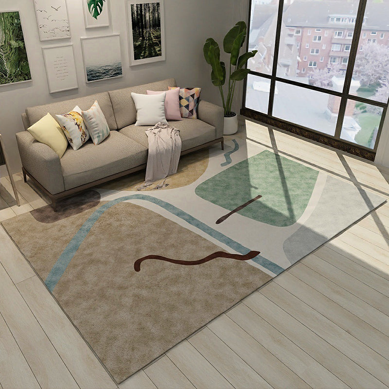 Lisslune | Colorful Novelty Carpet Polyester Color Block Lines Pattern Carpet Washable Area Rug for Bedroom