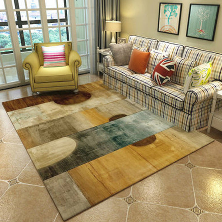 Lisslune | Multicolor Novelty Rug Polyester Color Block Circle Pattern Rug Washable Rug for Bedroom