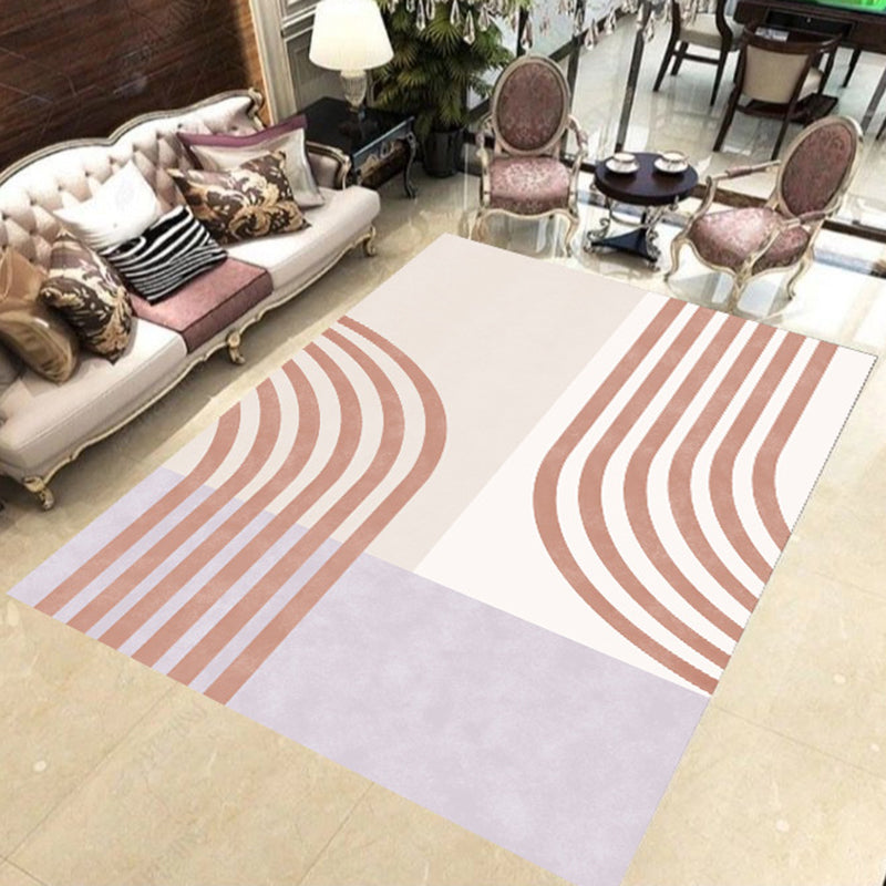 Lisslune | Simple Color Gradient Stripe Print Carpet Colorful New Arrivals Carpet Polyester Washable Carpet for Living Room