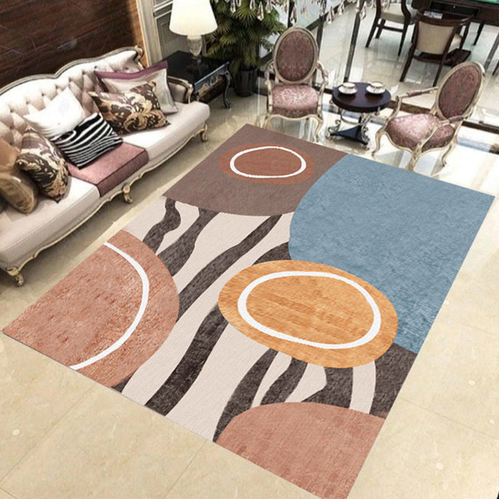 Lisslune | Simple Color Gradient Stripe Print Carpet Colorful New Arrivals Carpet Polyester Washable Carpet for Living Room
