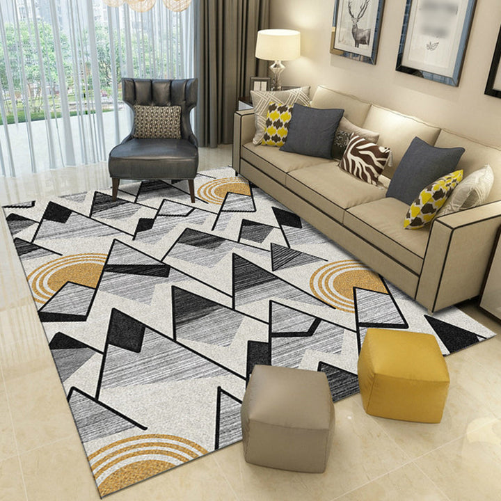 Lisslune | Nordic New Arrivals Rug in Ivory Geometry Triangle Print Rug Polyester Washable Rug for Living Room