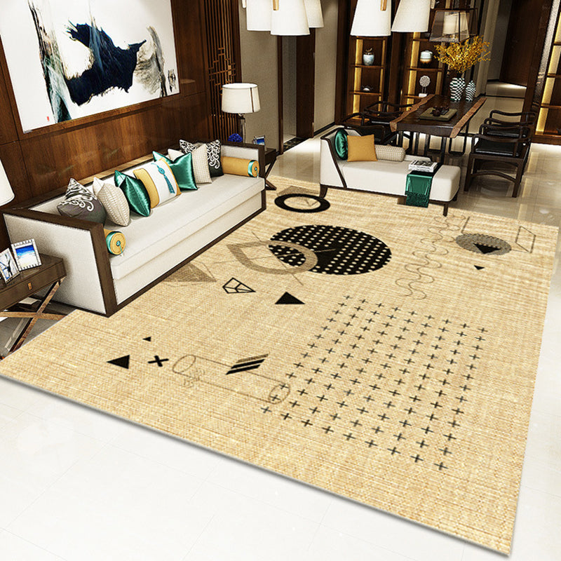 Lisslune | Yellow Home Accessory Area Rug Novelty Geometric Jug Pattern Area Rug Polyester Washable Carpet